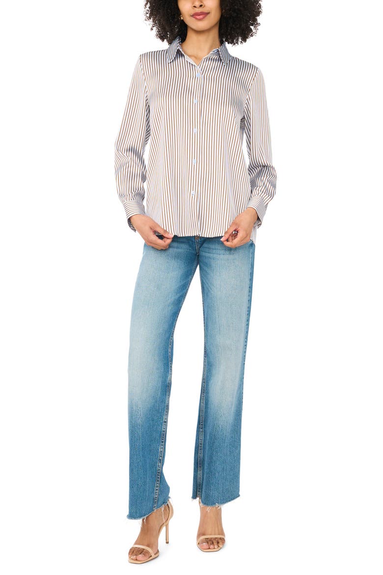 Satin Long Sleeve Button-Up Shirt, Alternate, color, WAVE COAST THIN STRIPE