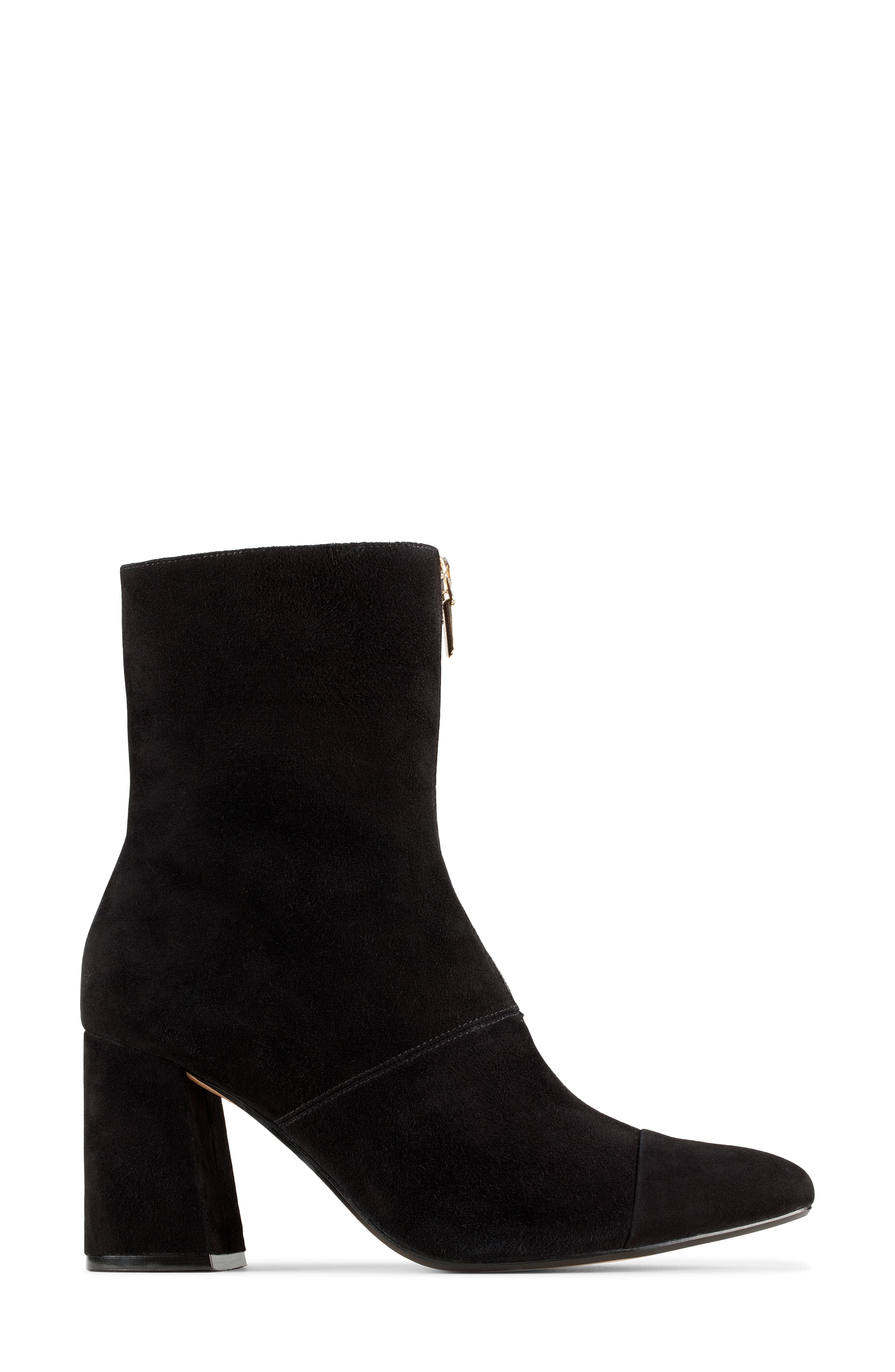 Laina85 Front Zip Bootie, Alternate, color, BLACK SUEDE