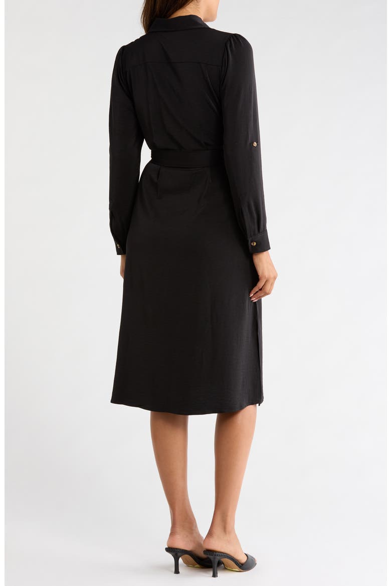 Long Sleeve Belted Shirtdress, Alternate, color, BLACK