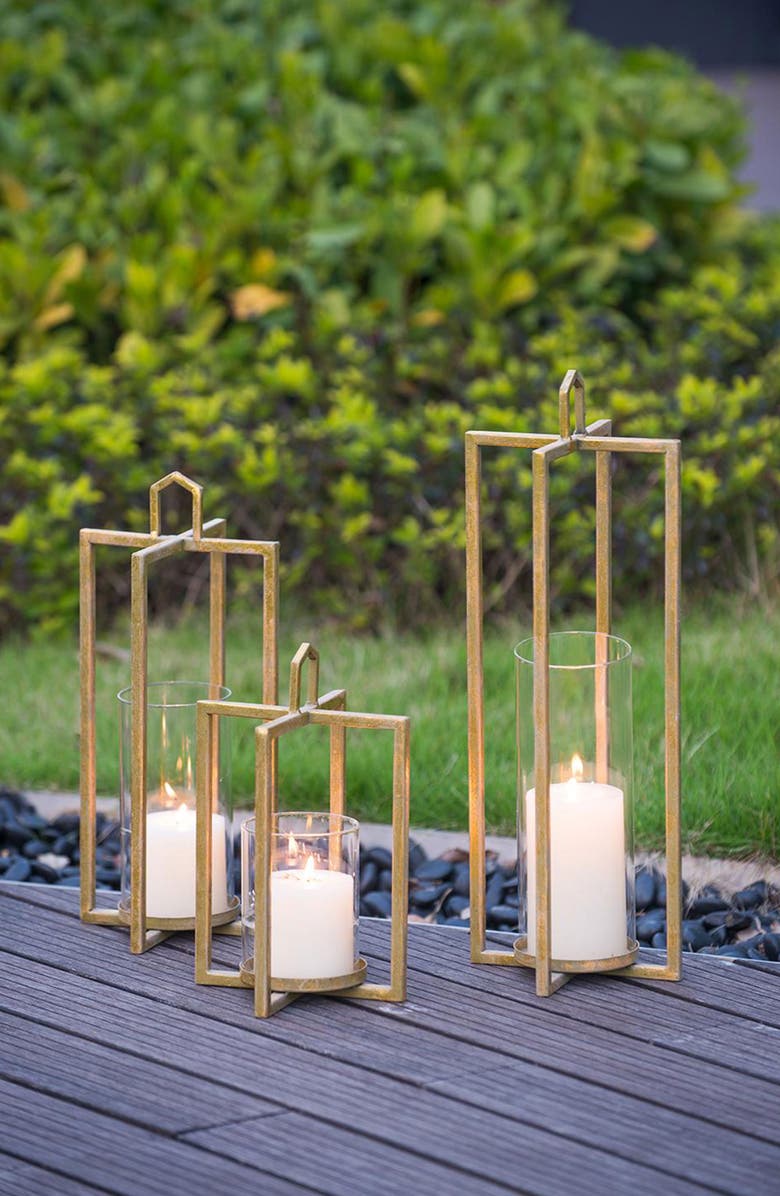 A & B Home Set of Three Lantern Set, Alternate, color, Gold