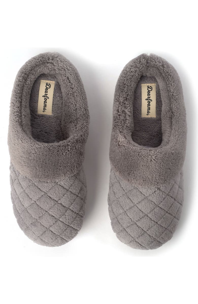 DEARFOAMS Libby Quilted Terry Clog Slipper, Alternate, color, Medium Grey