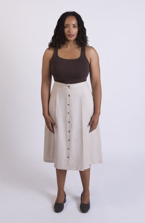 Aam The Label The Wool Midi Skirt In White
