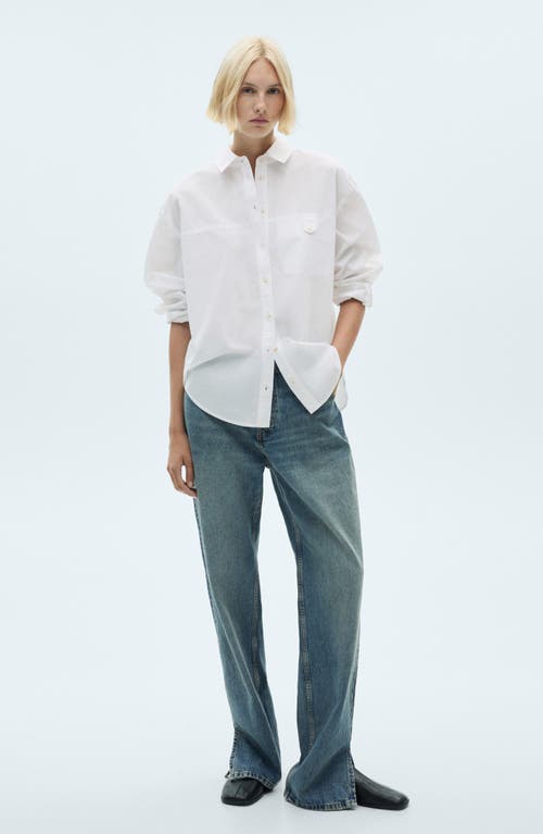 Mango Cotton Button-up Shirt In White