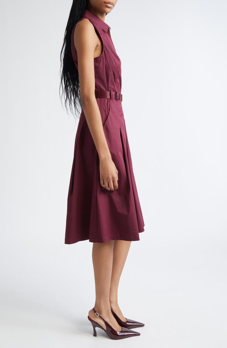 L'AGENCE Kylo Belted Cotton Blend Shirtdress, Alternate, color, Dark Port