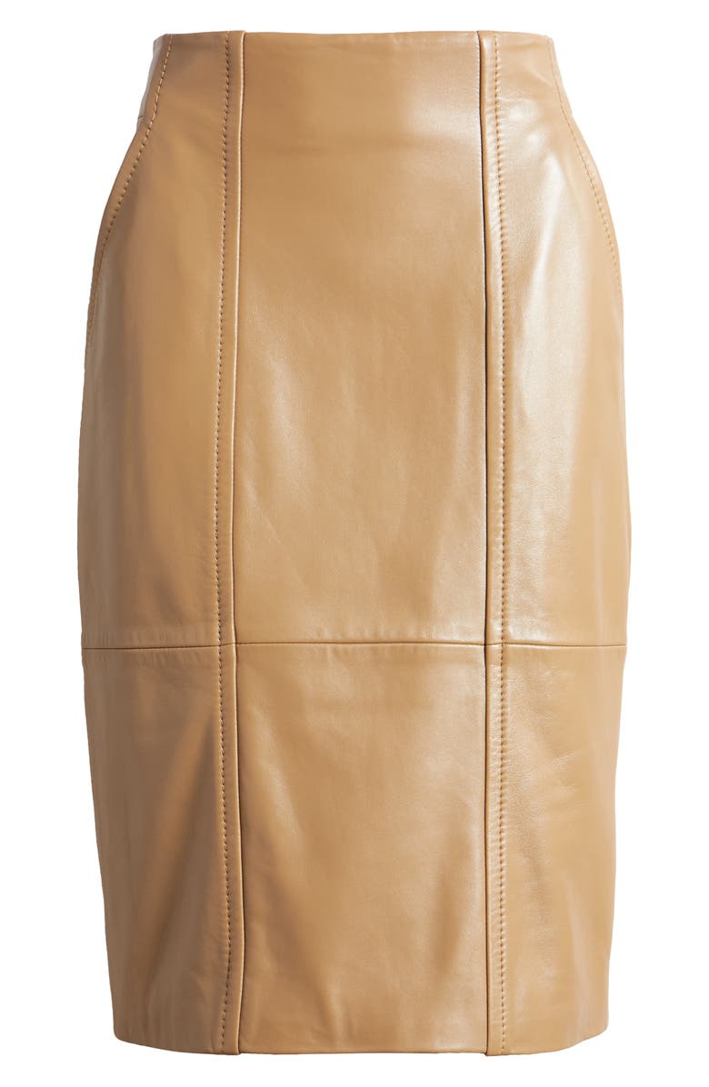 BOSS Seleni Leather Pencil Skirt, Alternate, color, 