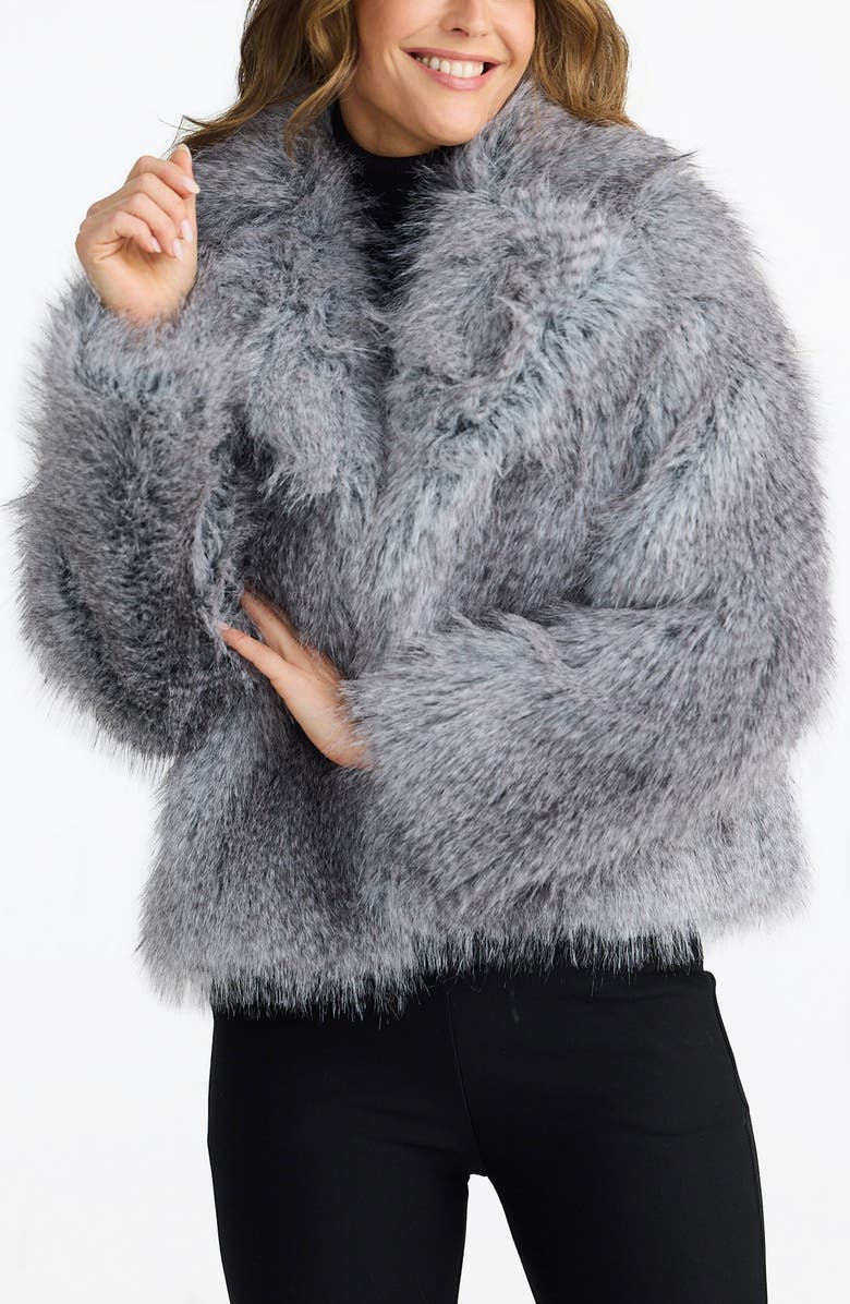 Brave+True Bertoli Faux Fur Jacket, Alternate, color, Grey Speckle
