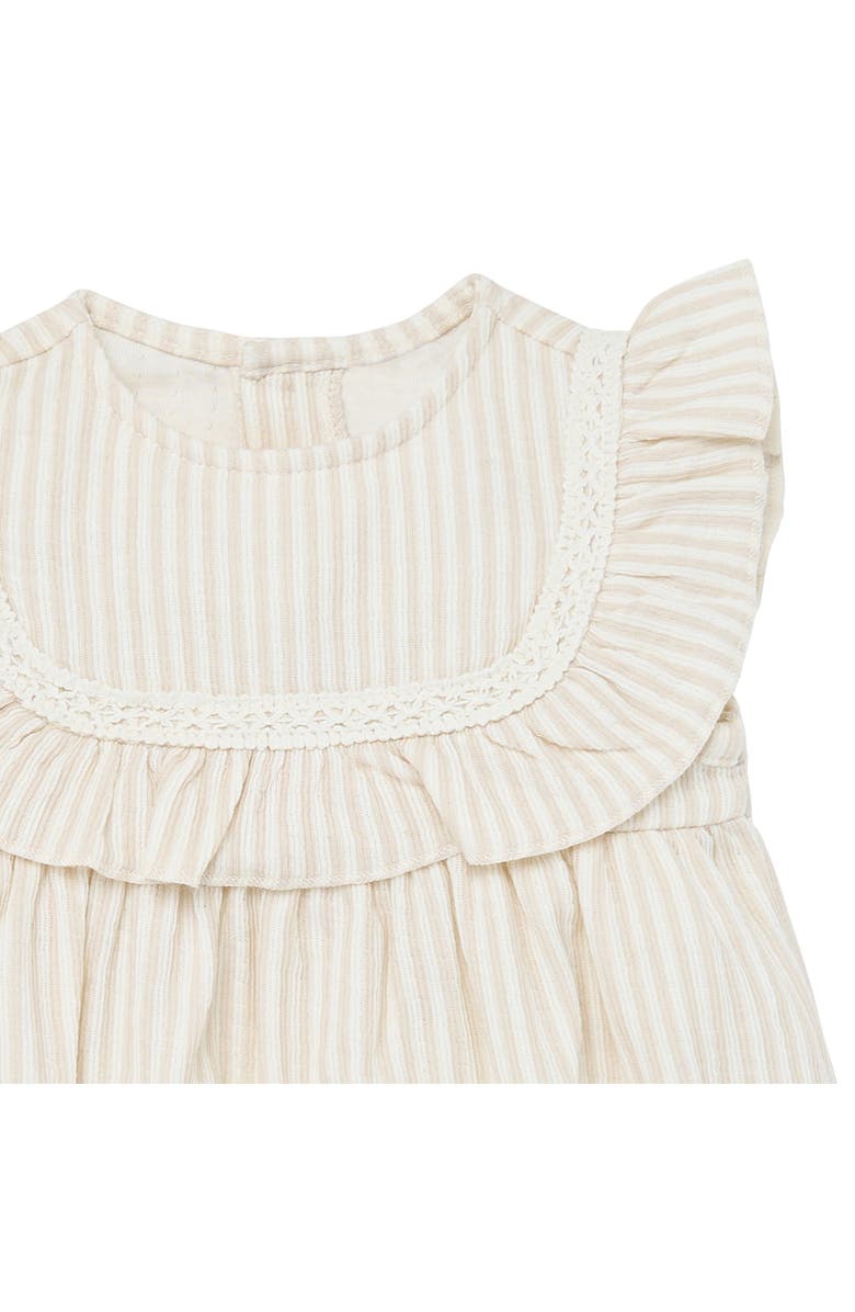 Modern Moments<sup>™</sup> by Gerber Ruffle Bubble Romper, Alternate, color, Light Taupe Stripe