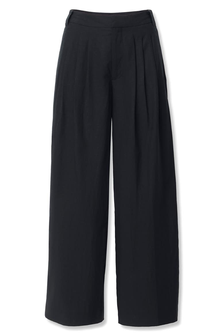 Chappell High Waist Wide Leg Pleat Pants, Alternate, color, BLACK
