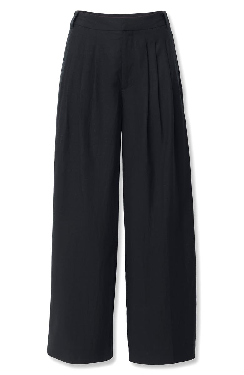 rag & bone Chappell High Waist Wide Leg Pleat Pants, Alternate, color, Black