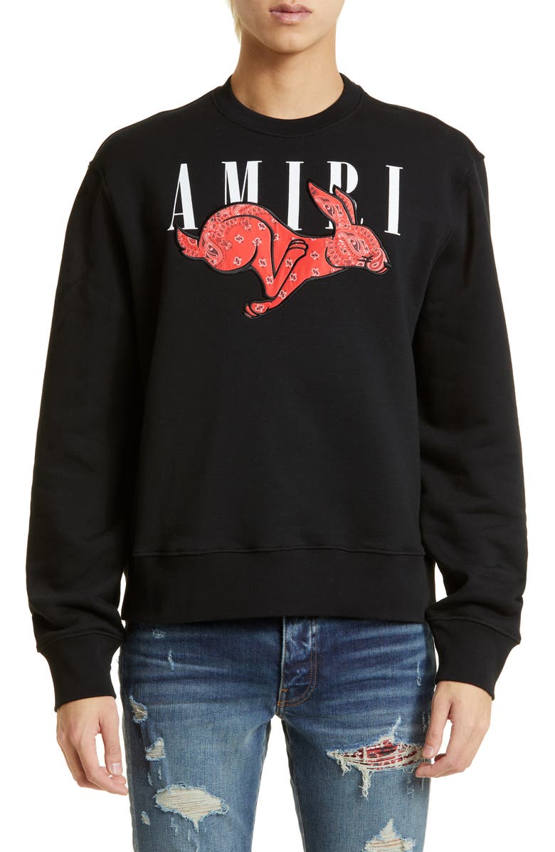 AMIRI Bandana Rabbit Cotton Logo Graphic Sweatshirt, Main, color, 