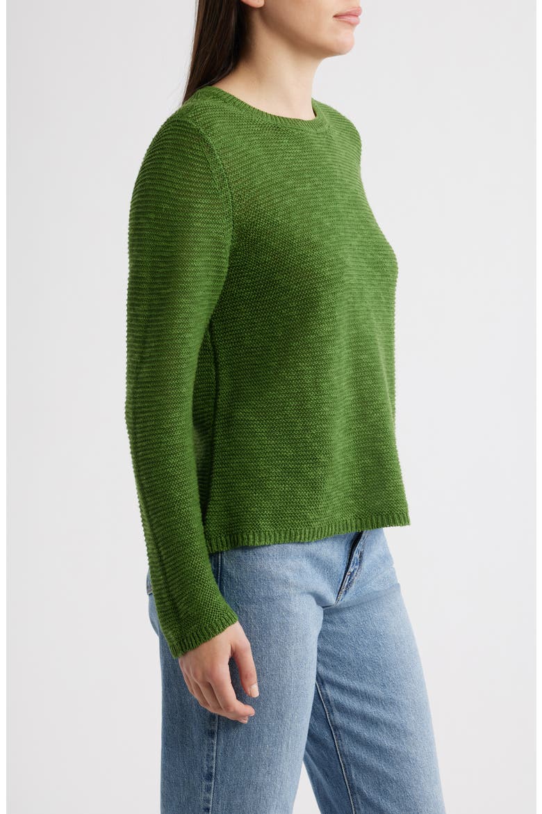 Textured Crewneck Organic Linen & Cotton Sweater, Alternate, color, FIELD