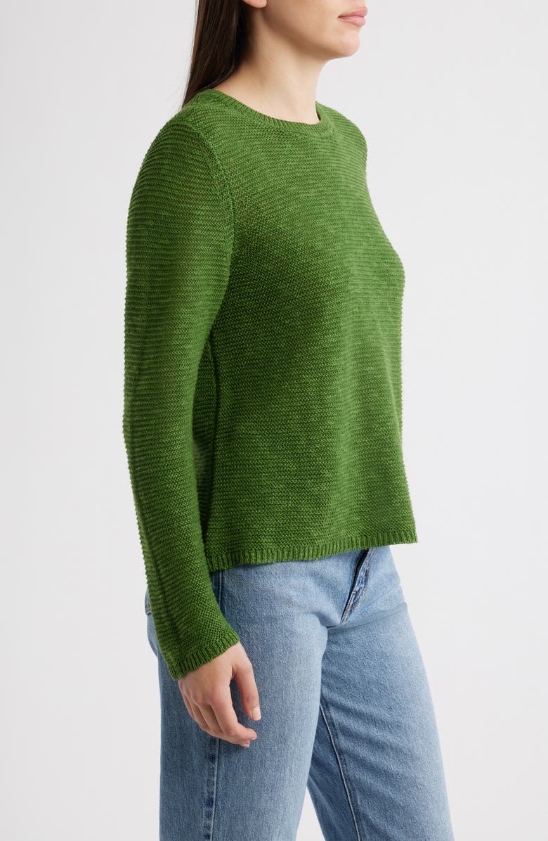 Eileen Fisher Textured Crewneck Organic Linen & Cotton Sweater, Alternate, color, Field