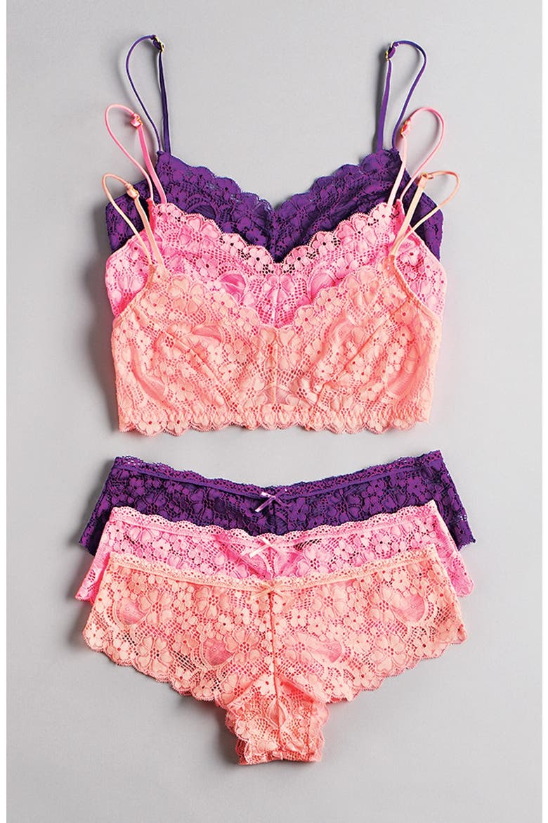 Intimates 'Camellia' Lace Bralette, Alternate, color, CACTUS FLOWER