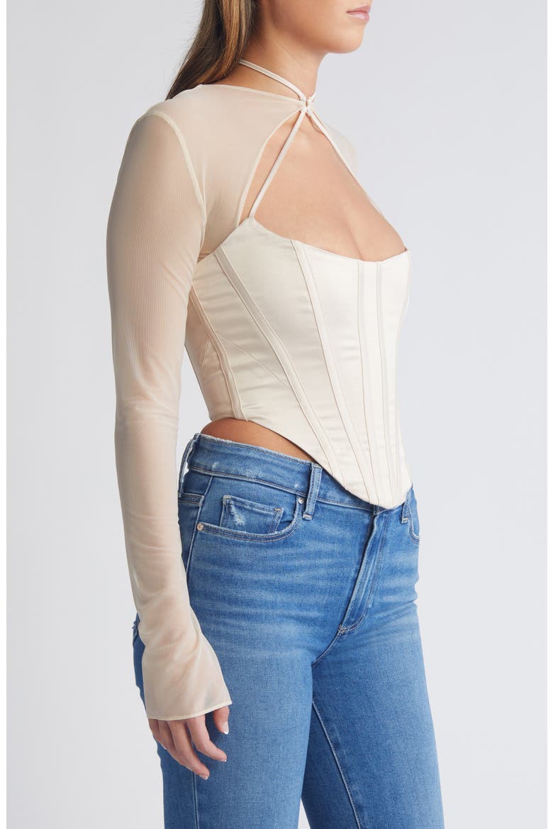 Know You Long Sleeve Corset Top, Alternate, color, VANILLA