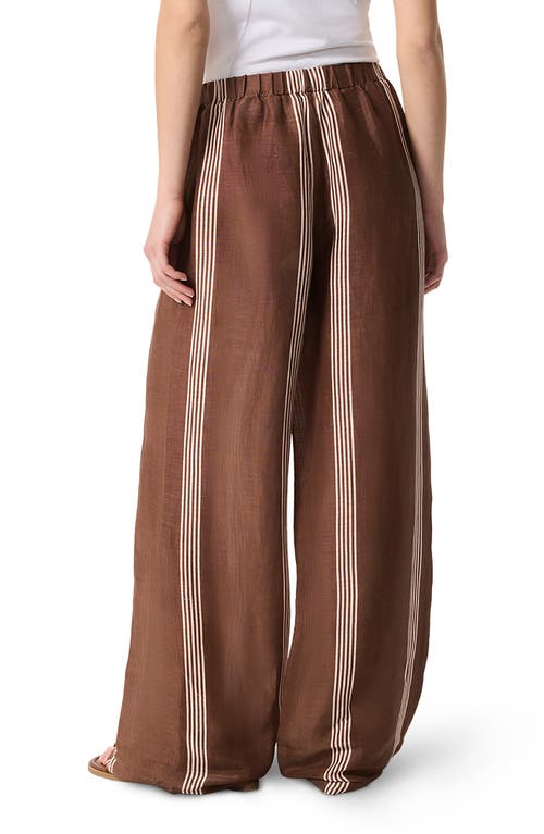Shop Rag & Bone Olivia Stripe Linen & Silk Pants In Brown Stripe