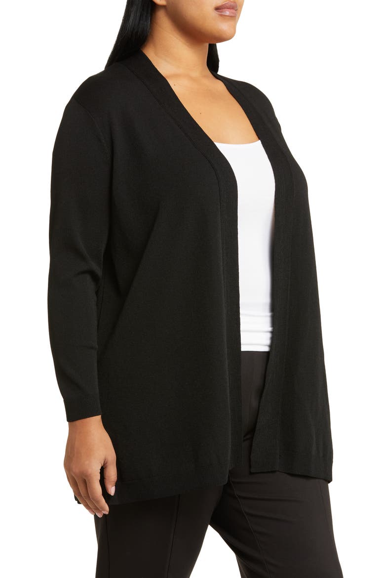 Icon Open Front Sweater, Alternate, color, JONES BLACK