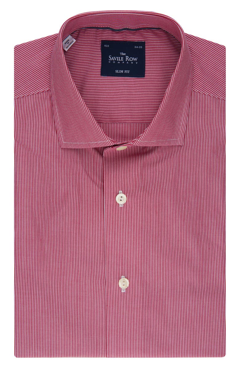 SAVILE ROW CO Slim Fit Long Sleeve Fine Stripe Dress Shirt, Main, color, 