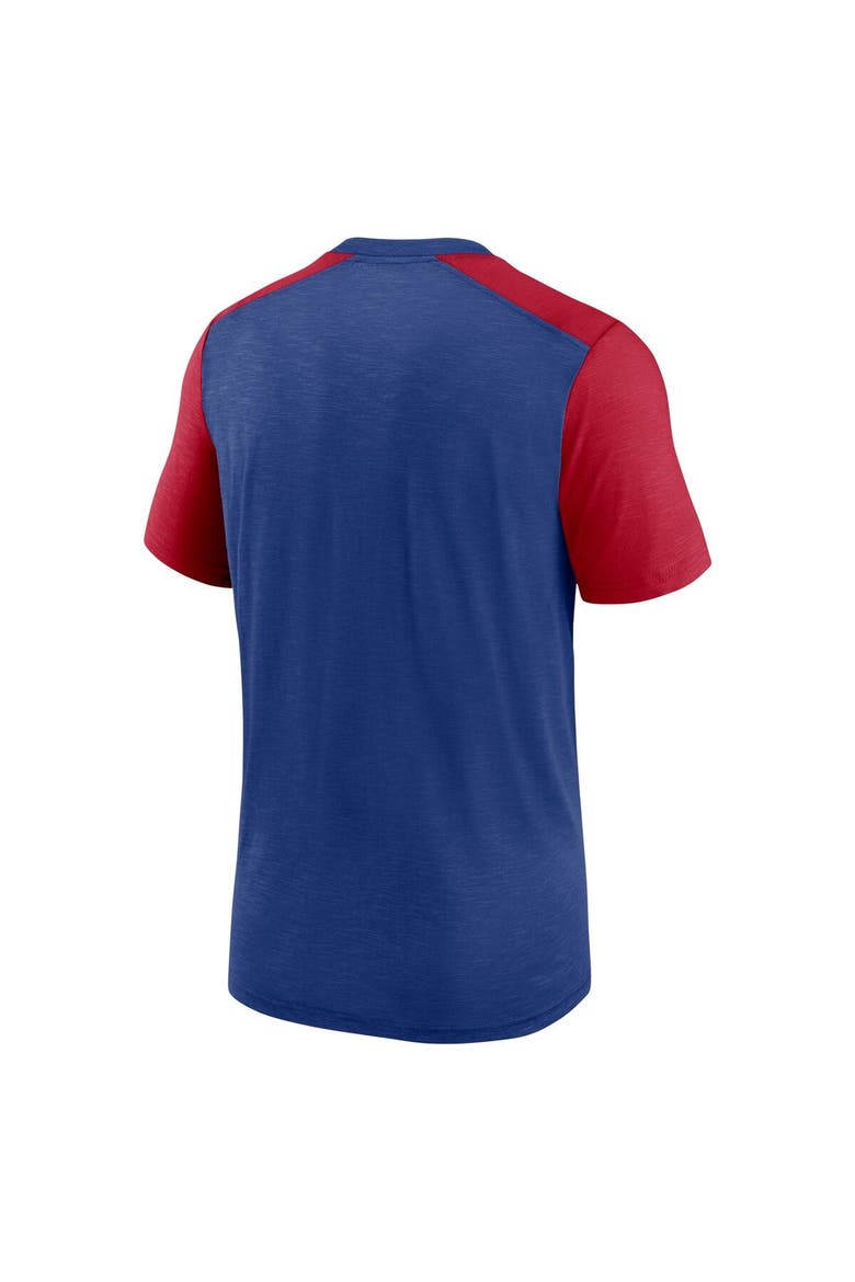 Men's Nike Heathered Royal/Heathered Red New York Giants Color Block Team Name T-Shirt, Alternate, color, Heather Royal