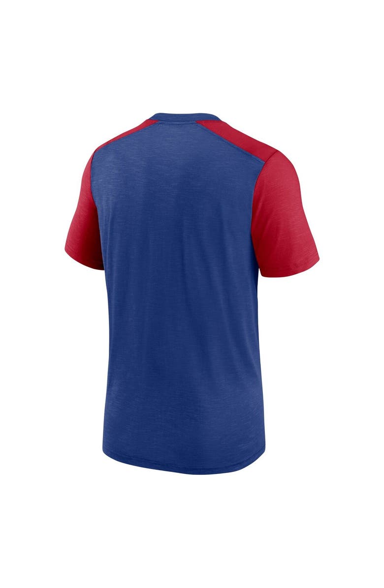 Nike Men's Nike Heathered Royal/Heathered Red New York Giants Color Block Team Name T-Shirt, Alternate, color, Heather Royal