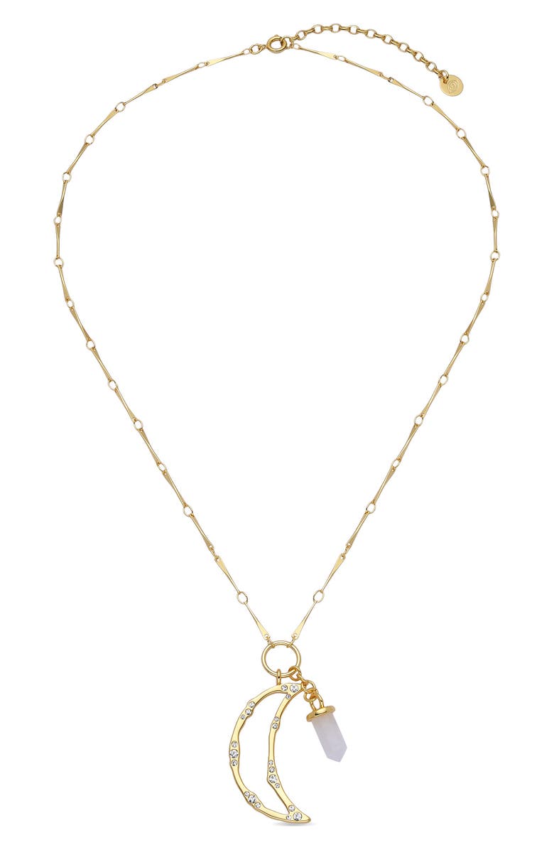 EYE CANDY LOS ANGELES Amelia Quartz & Moon Pendant Necklace, Alternate, color, Gold