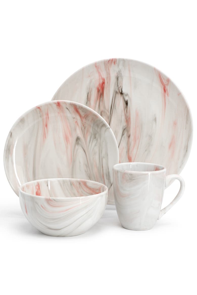 Fine Marble 16 Piece Porcelain Dinnerware Set, Alternate, color, Grey