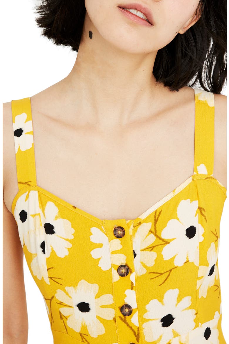 Ikat Floral Button Front Dress, Alternate, color, IKAT FLORAL GOLDEN LANTERN