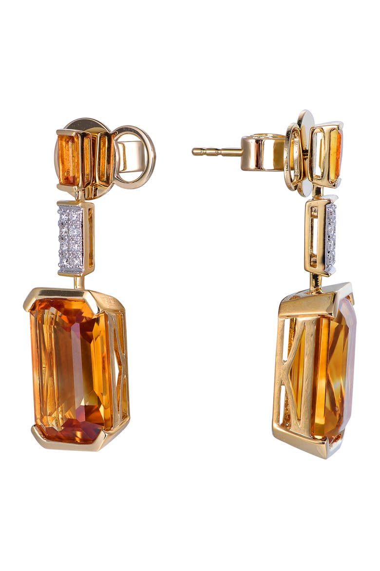 Citrine Earrings with Diamonds, Alternate, color, Citrine Orange