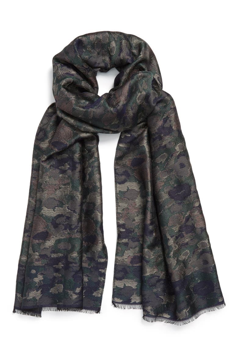 Camouflage Silk & Wool Scarf, Main, color, CAMO