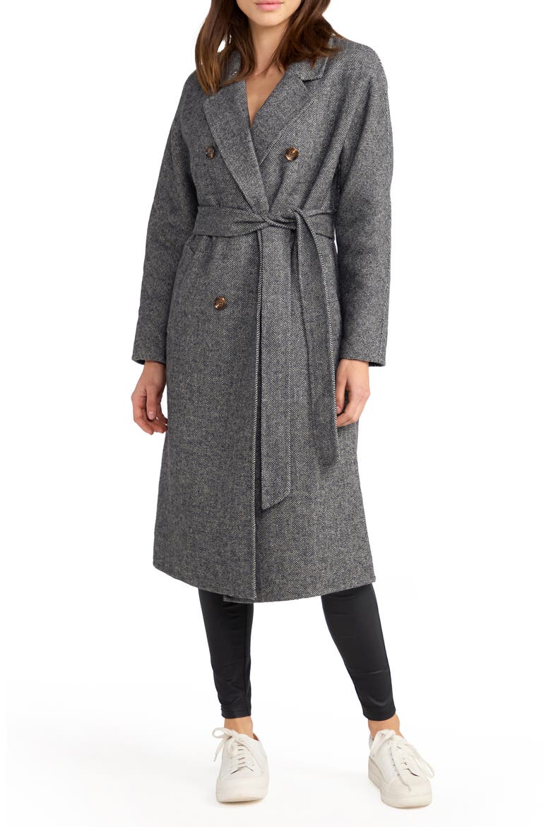 Standing Still Belted Wool Blend Coat, Main, color, CHARCOAL