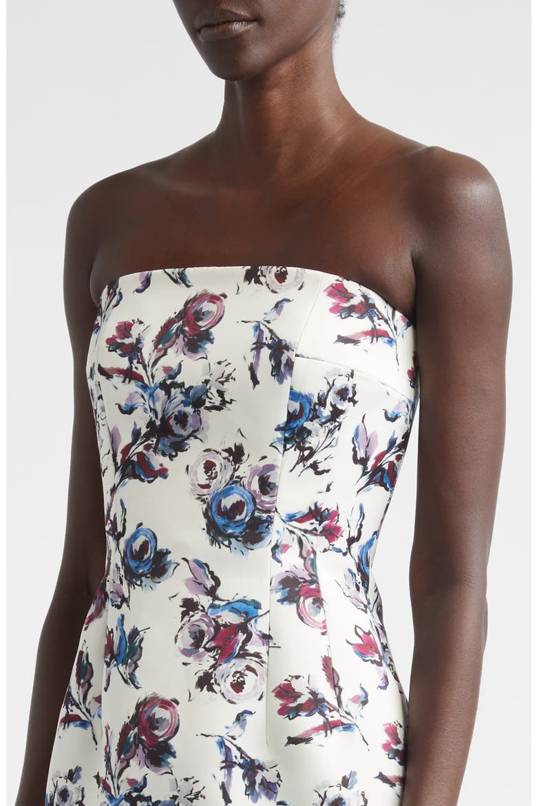 Laelia Floral Strapless Gown, Alternate, color, FLORAL PURPLE/BLUE ON IVORY