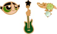 Girls Crew The Powerpuff Girls Buttercup Set of 3 Single Stud Earrings