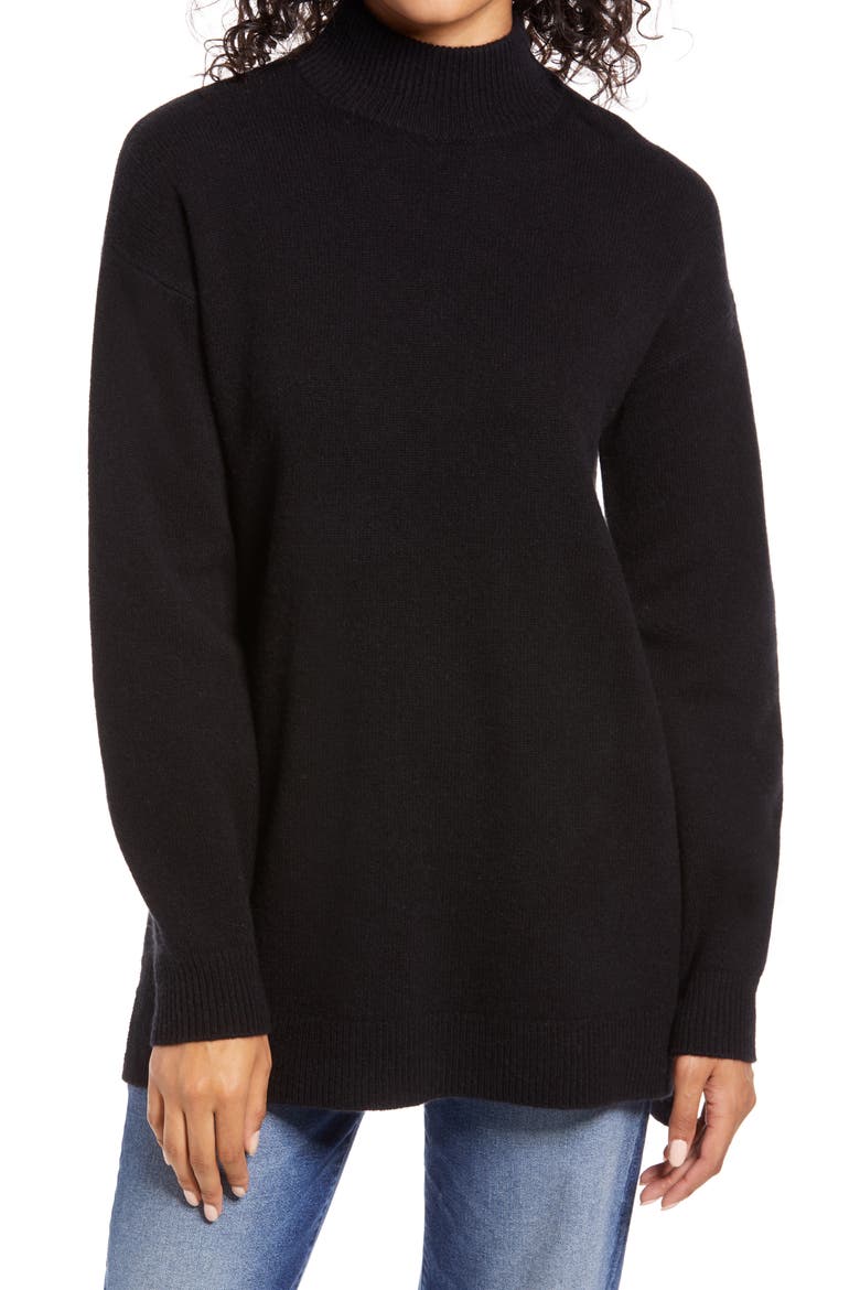 Wool & Cashmere Turtleneck Sweater, Main, color, BLACK