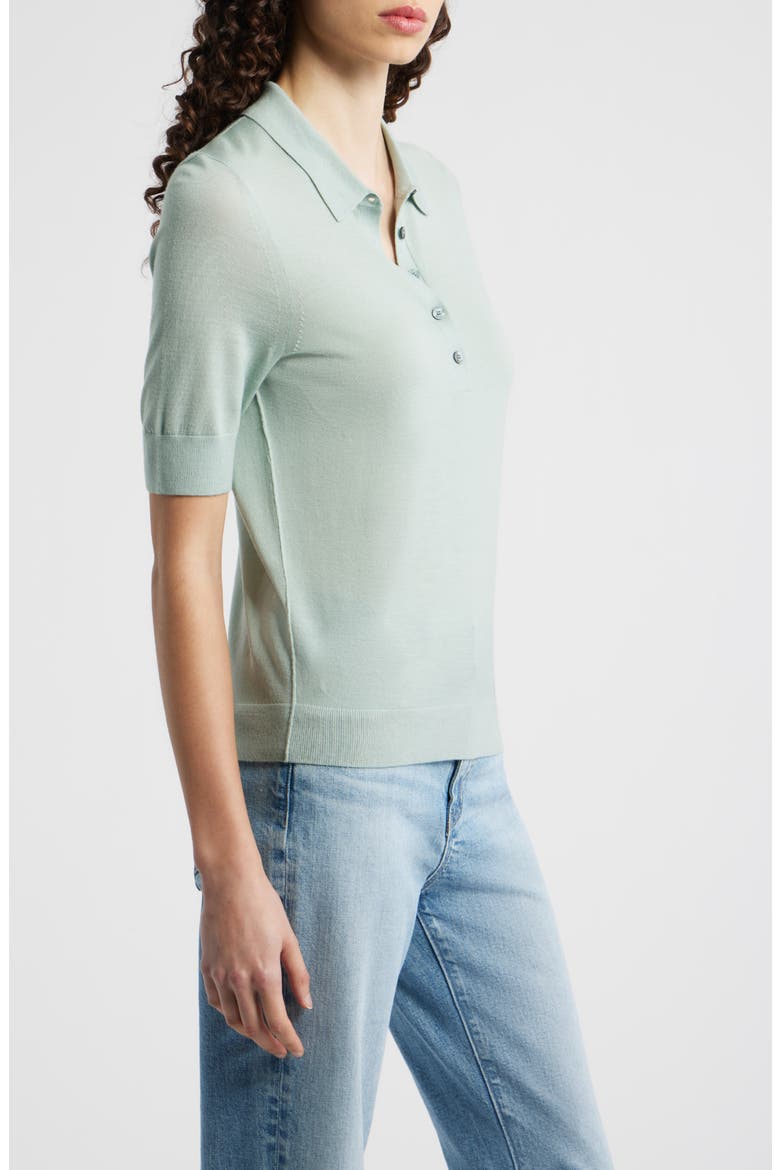Fidenka Merino Wool Polo, Alternate, color, LIGHT JADE