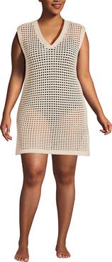 Lands' End Plus Size Open Knit Cover-up Dress