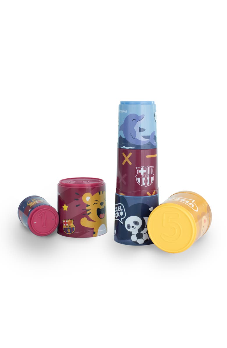 Miniland FC Barcelona Soccer Themed Sorting & Stacking Cups Baby Toy, Alternate, color, Red Multi