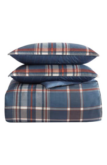 Eddie Bauer Shasta Lake Reversible Duvet Cover Set In Medium Indigo