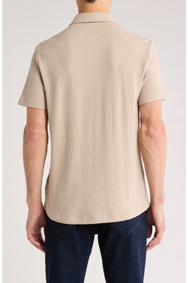 Newman Short Sleeve Knit Button-Up Shirt, Alternate, color, TAN