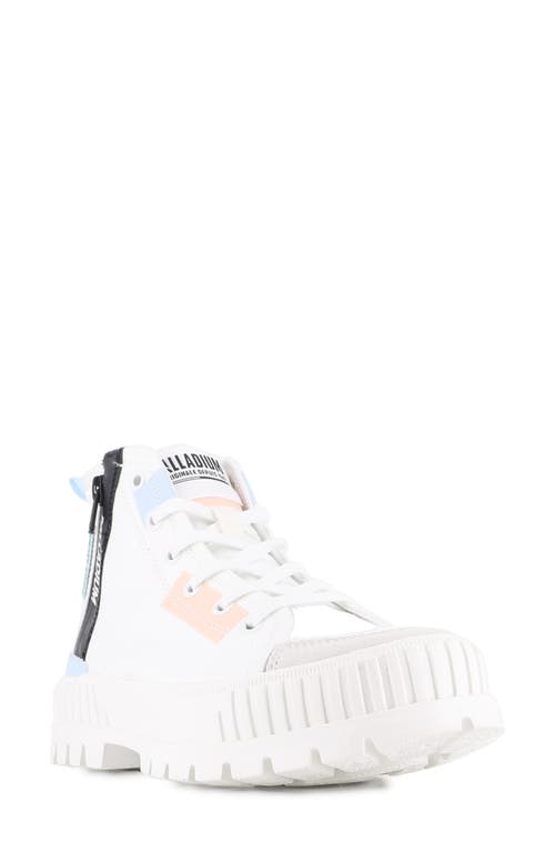 Palladium Pallashock Backzip 2 High Top Sneaker In Star White