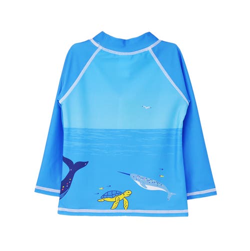 Flap Happy Sustainably Made Upf 50+ Kids' Graphic Rash Guard Swim Top In Ocean Fiesta