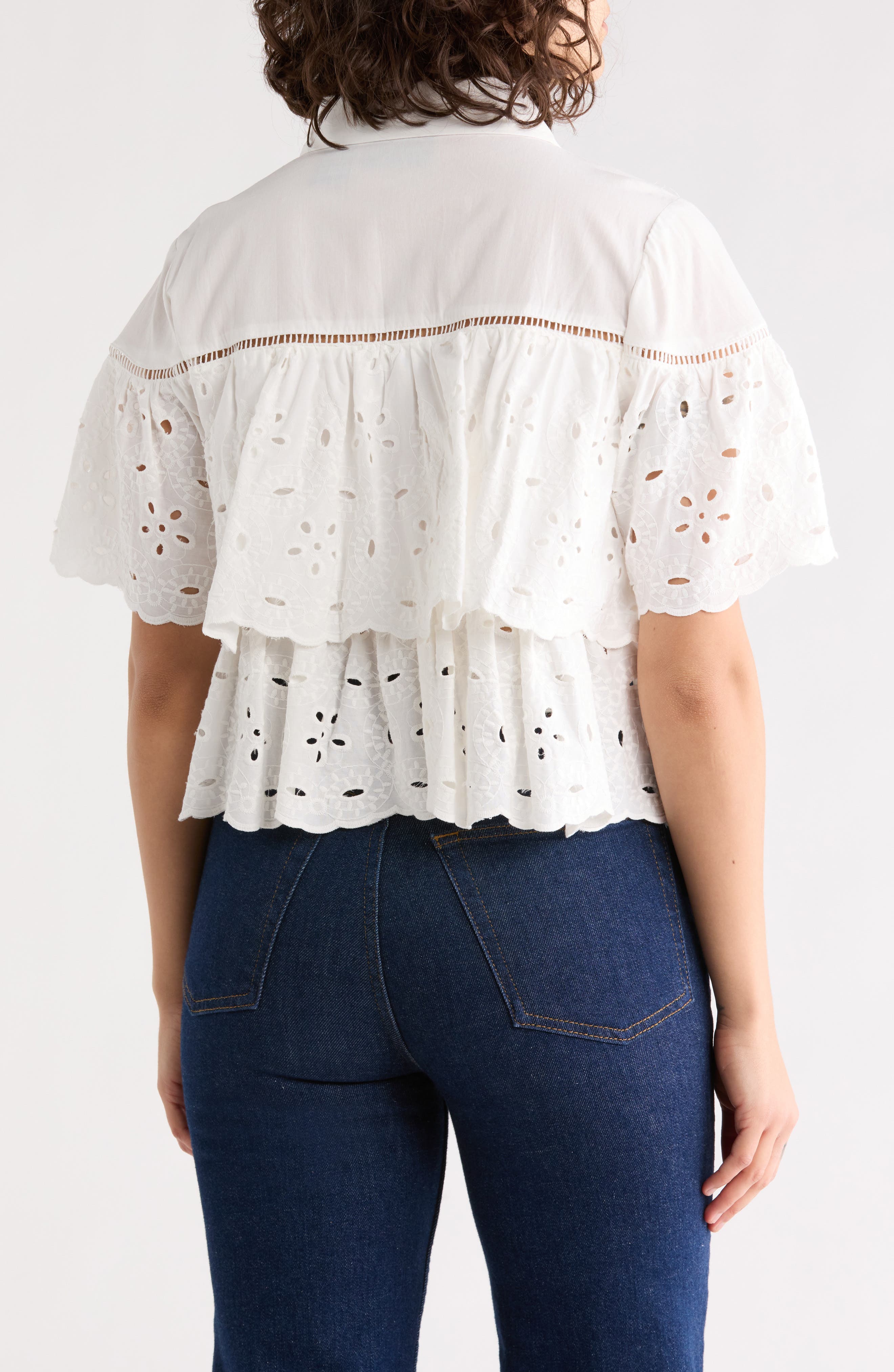Cotton Eyelet Button-Up Shirt - image 2