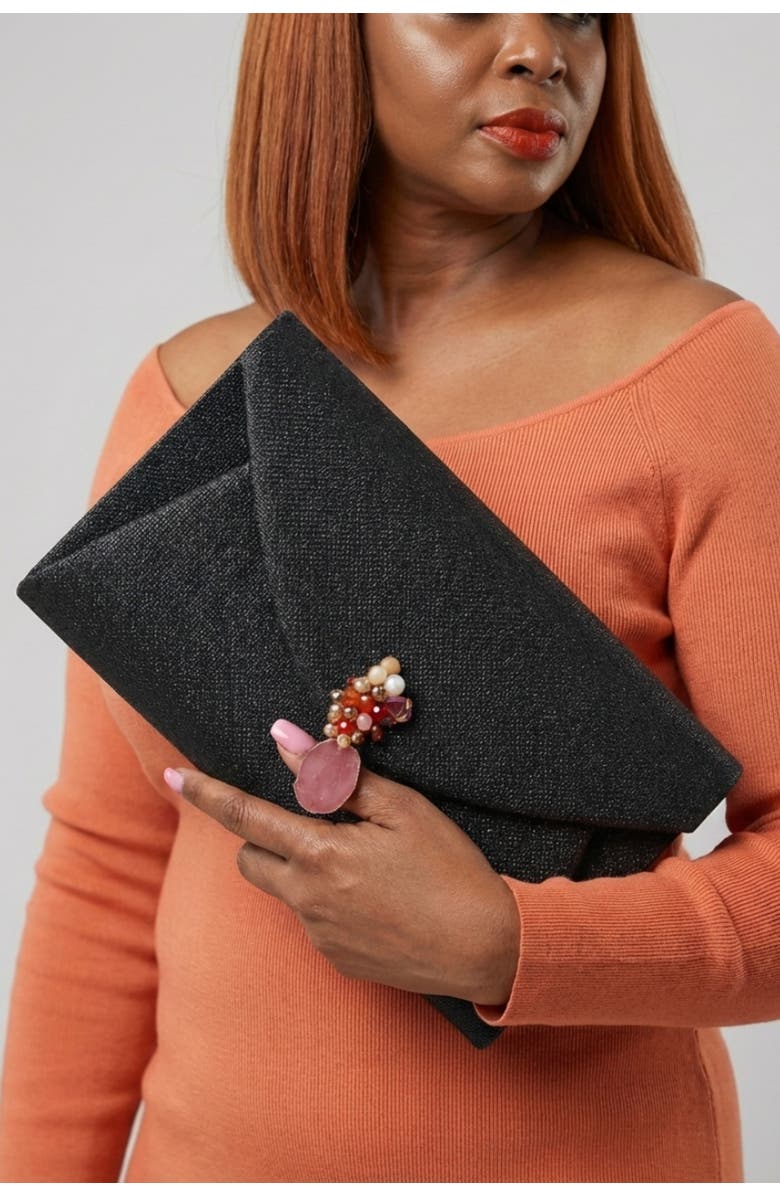 LarAllan Mabel Oversized Envelope Clutch, Alternate, color, Black