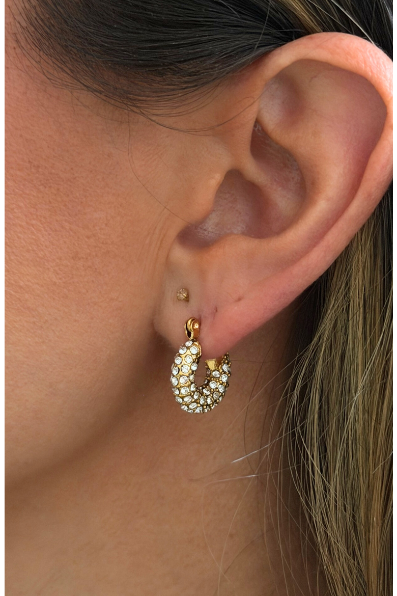 Noel Pavé Mini Hoops, Alternate, color, Gold