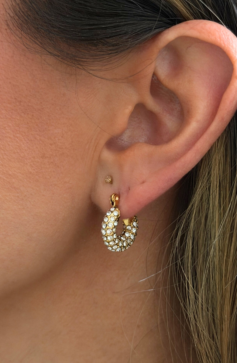 CUFFED Noel Pavé Mini Hoops, Alternate, color, Gold