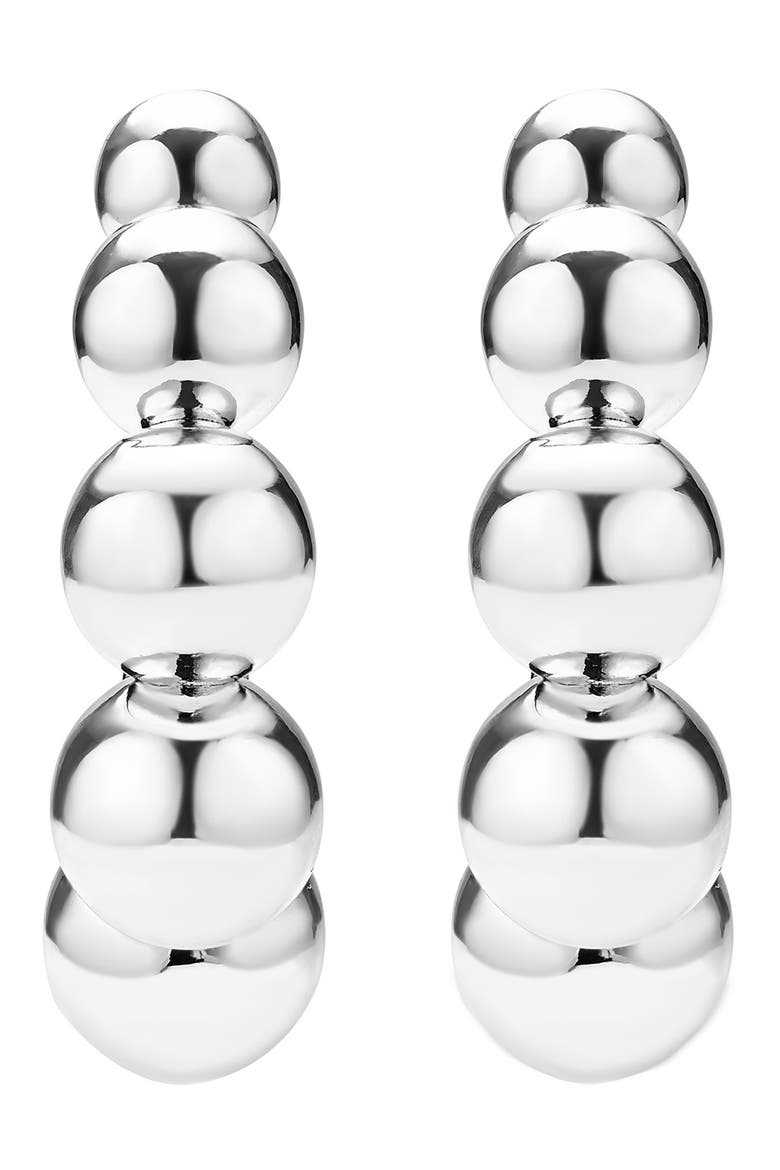 Caviar Bubbly Hoop Earrings, Alternate, color, STERLING SILVER