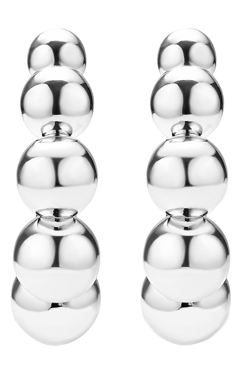 LAGOS Caviar Bubbly Hoop Earrings, Alternate, color, Sterling Silver