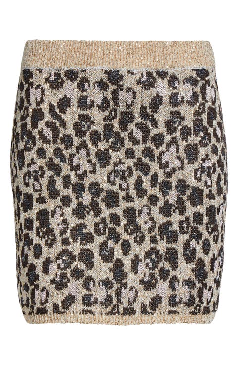 Animal Jacquard Sequin Sweater Skirt