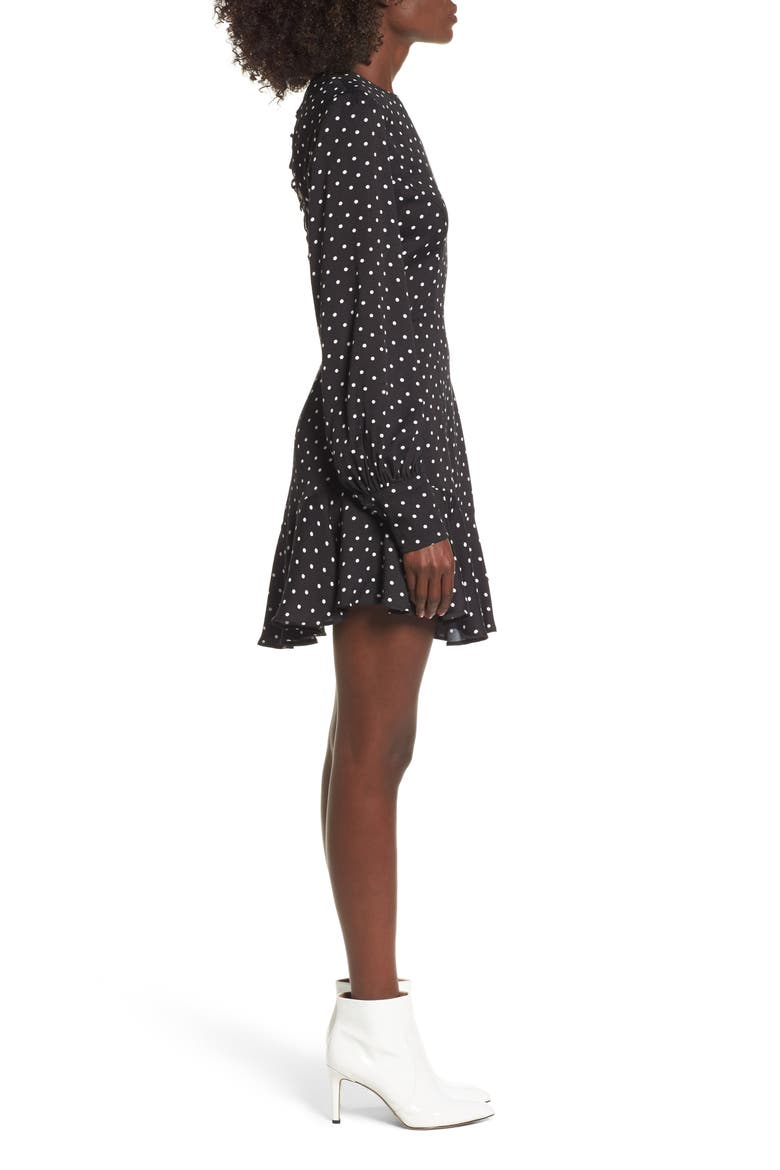 Savanna Lattice Back Fit & Flare Dress, Alternate, color, NOIR POLKA DOT
