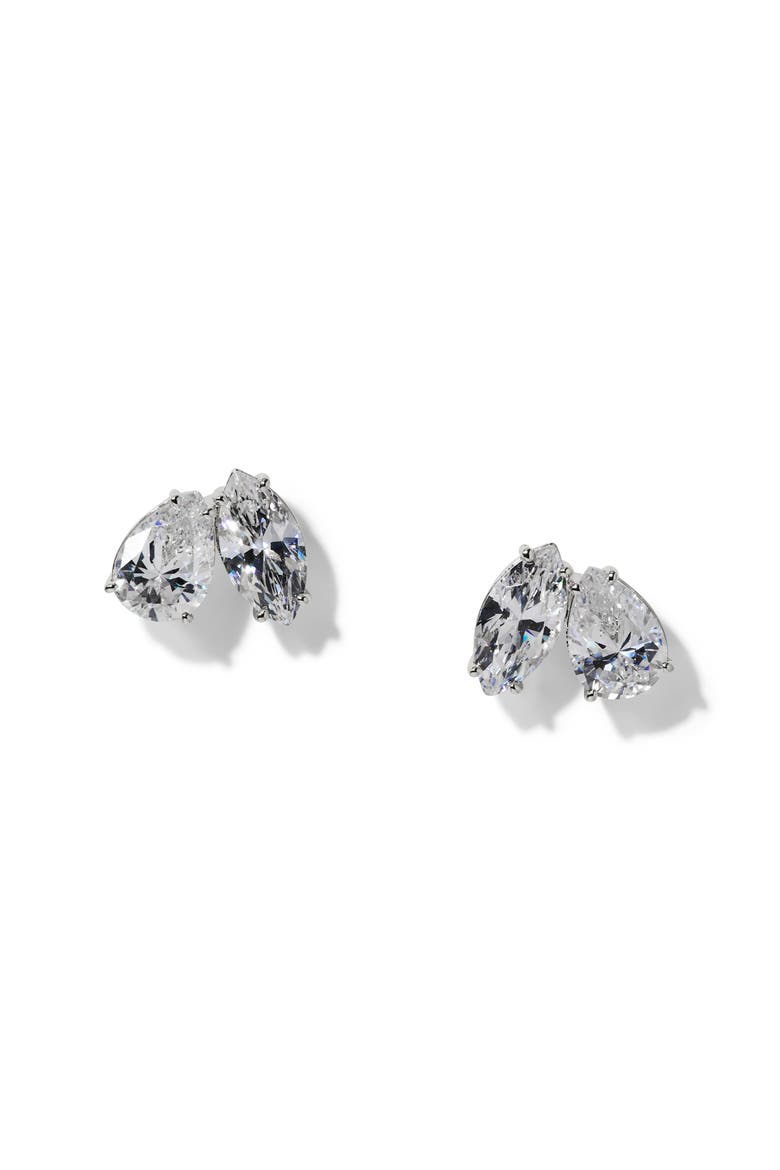 Everleigh Cubic Zirconia Stud Earrings, Main, color, RHODIUM
