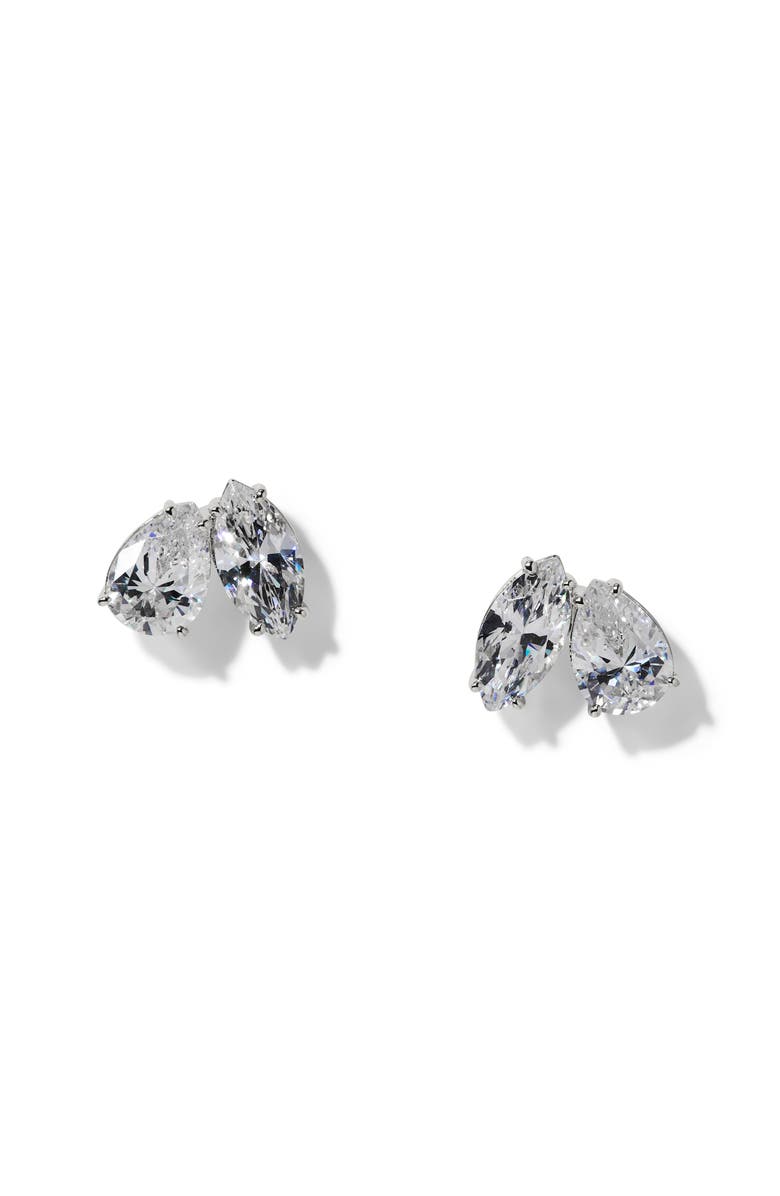 Nadri Everleigh Cubic Zirconia Stud Earrings, Main, color, Rhodium