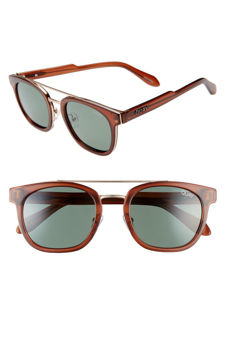Coolin 49mm Polarized Round Sunglasses, Main, color, MATTE BROWN/ MATTE GOLD/ GREEN